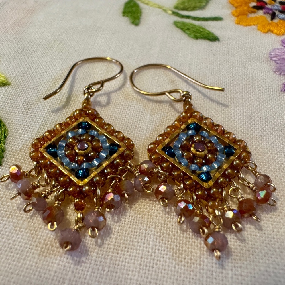 Sundance Earrings with Gold and Blue Accents